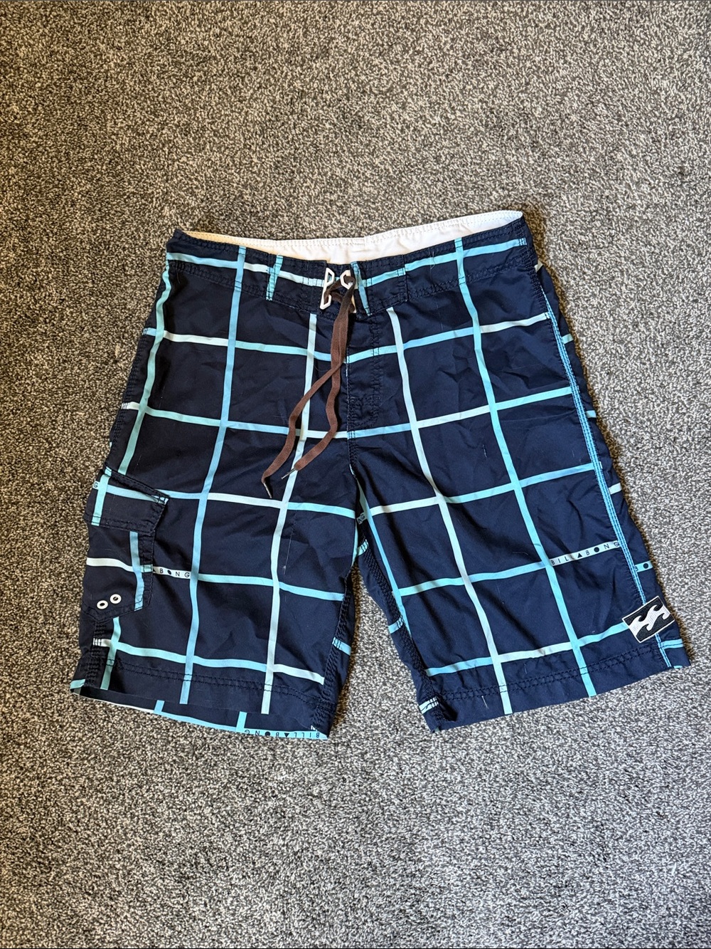 Billabong Navy & Aqua Grid Swim Board Shorts